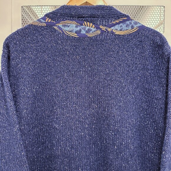 Vtg Koos Of Course Silk Cardigan 2XL Oversized Blue Wearable Art to Wear Jacket - Picture 8 of 12